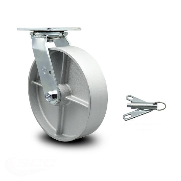 Service Caster 8 Inch Semi Steel Swivel Caster with Roller Bearing and Swivel Lock SCC SCC-30CS820-SSR-BSL - main